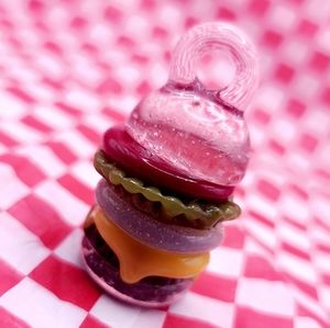 UV Glass Cheeseburger necklace charm